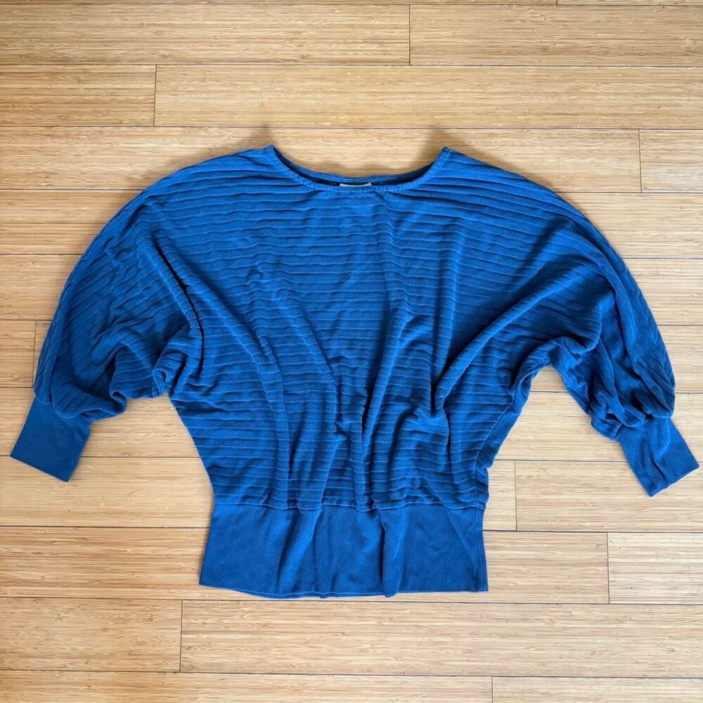 Saturday/Sunday Anthropologie Blue Draped Dolman Top Medium Banded Waist